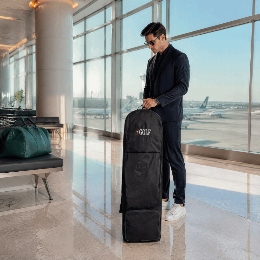 Foldable Rolling Luggage Bag - Czarna torba golfowa do podróży, składana,