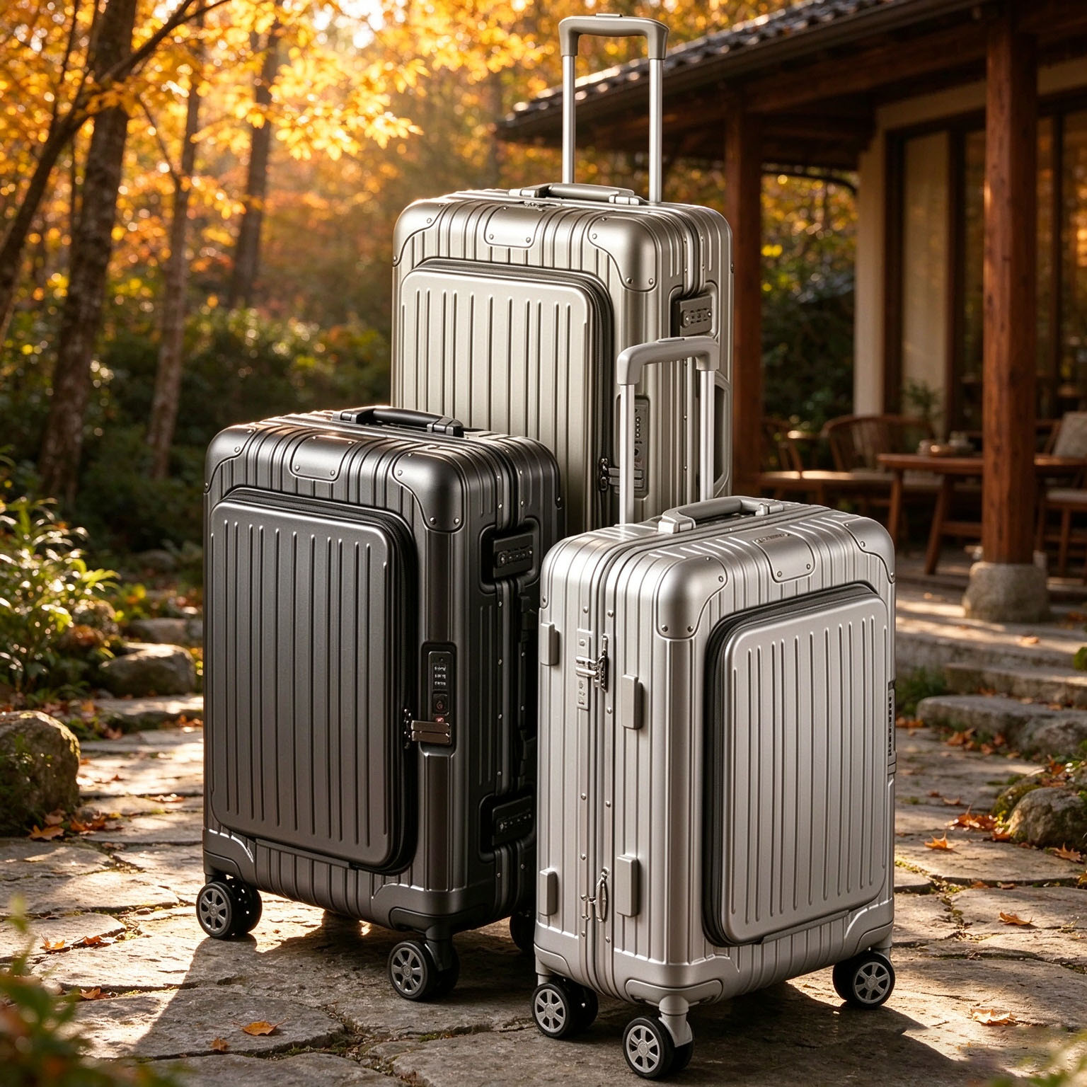 Spinner Wheel Rolling Suitcase 20 Inch - Walizka podróżna z przednim otworem, aluminiową