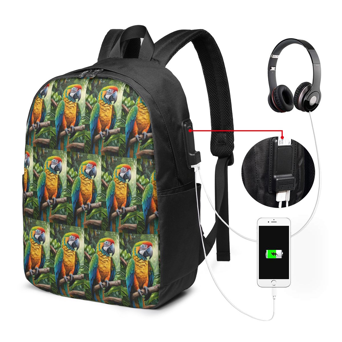 Uroczy plecak z papugami ary,  – Backpacks recenzja i cena